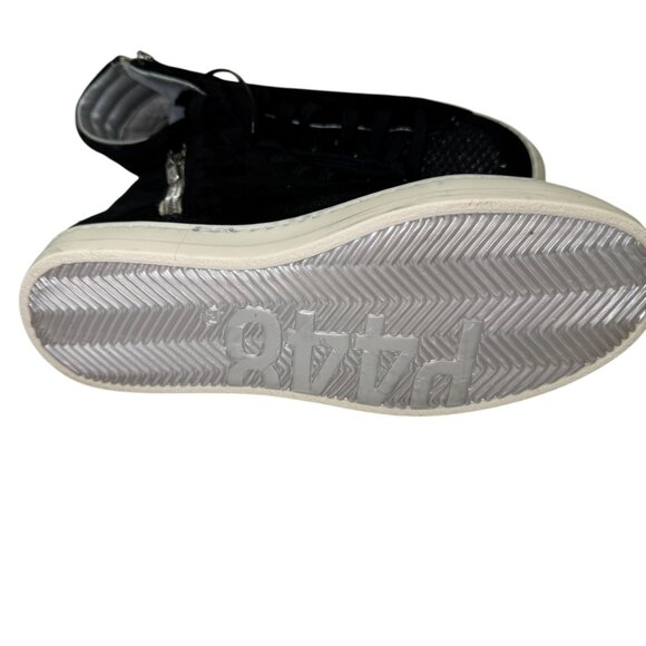 P448 Black Suede High-Top Sneakers Size 7 – Zip Detail & Metallic Lining - Picture 4 of 9